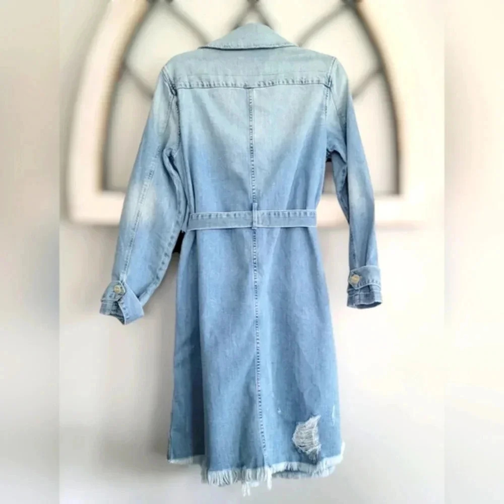 *EUC* FRAME Le Denim Trench Coat, Daphne Sz Medium - Picture 6 of 11